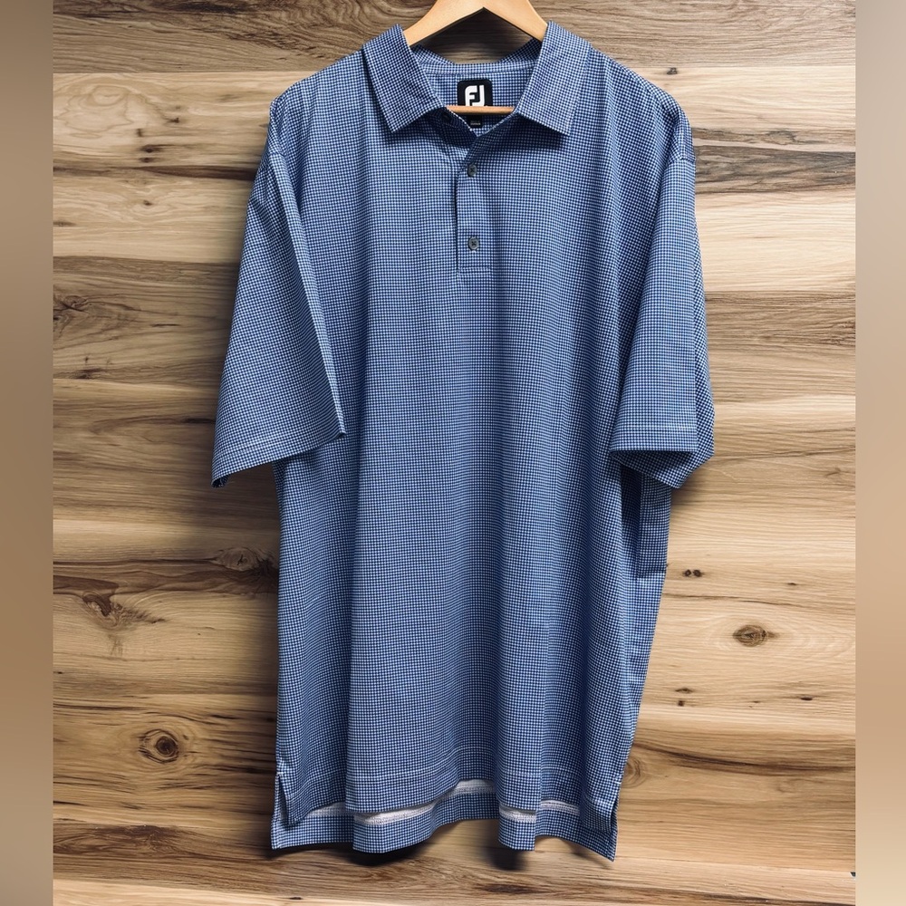 Footjoy blue polo in a houndstooth pattern size XXL